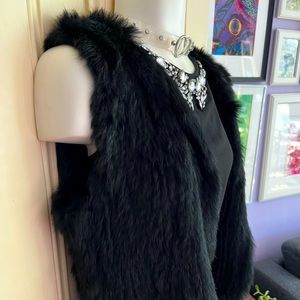 Black Vintage 100% Rabbit Fur Vest. Extremely Soft & warm, petite / XS